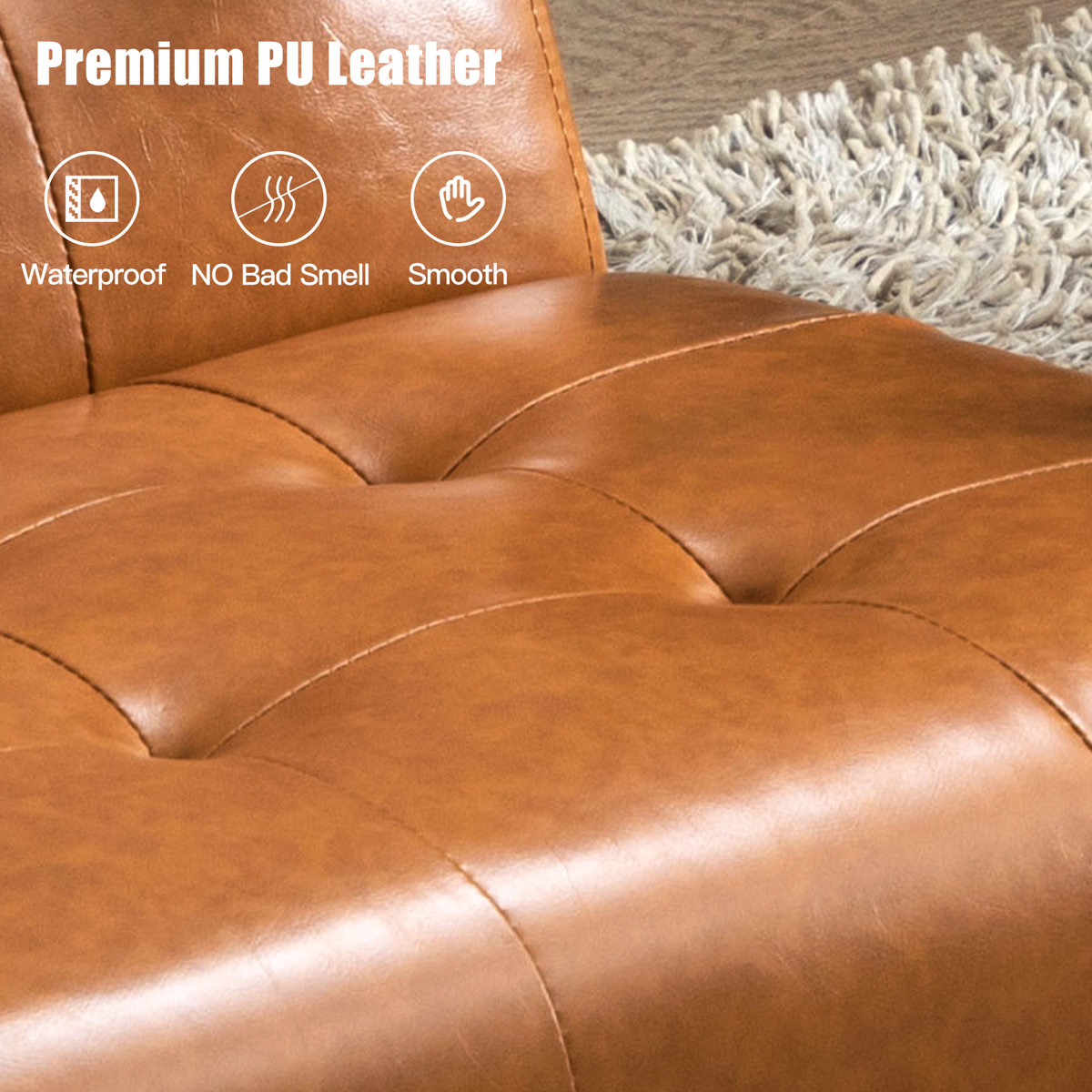 Havva 21.65'' Wide Tufted Artificial Leather Mid-Century Modern Armchair